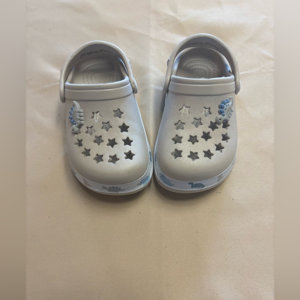 First Steps Baby Boys' Dinosaur Star Clogs Tan White Size 6 Casual Slip On